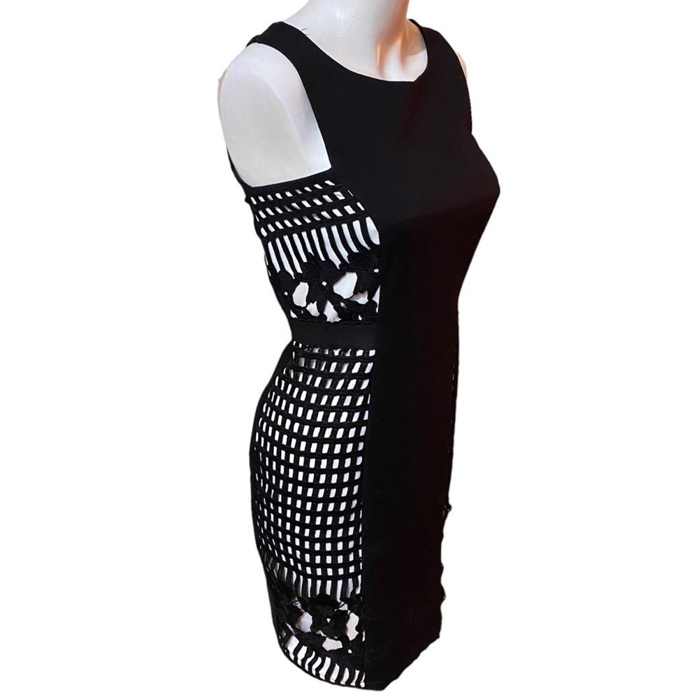 Sandro Ferrone Roma Italia Perforated Black Dress Size 42 It Fits like a 2-4 US